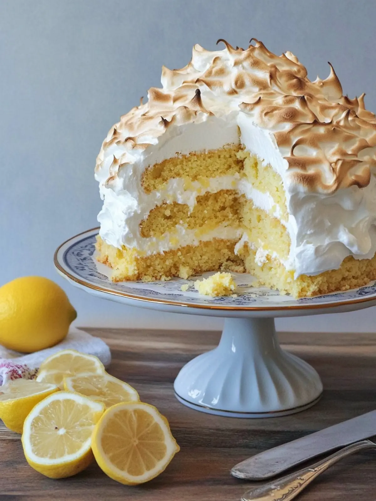 Lemon Mascarpone Italian Meringue Cake