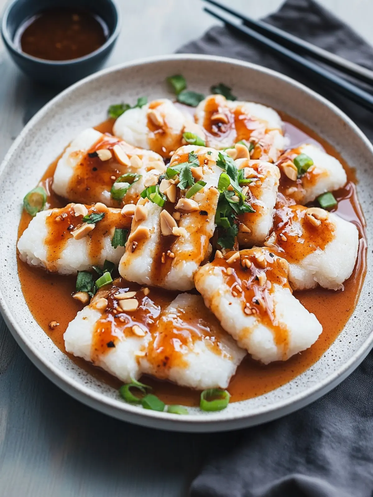 Rice Cakes w/ Peanut Sauce & Hoisin