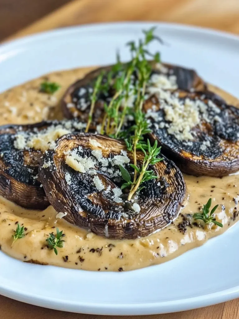 Grilled Portobello Mushroom in a Porcini Cream Sauce