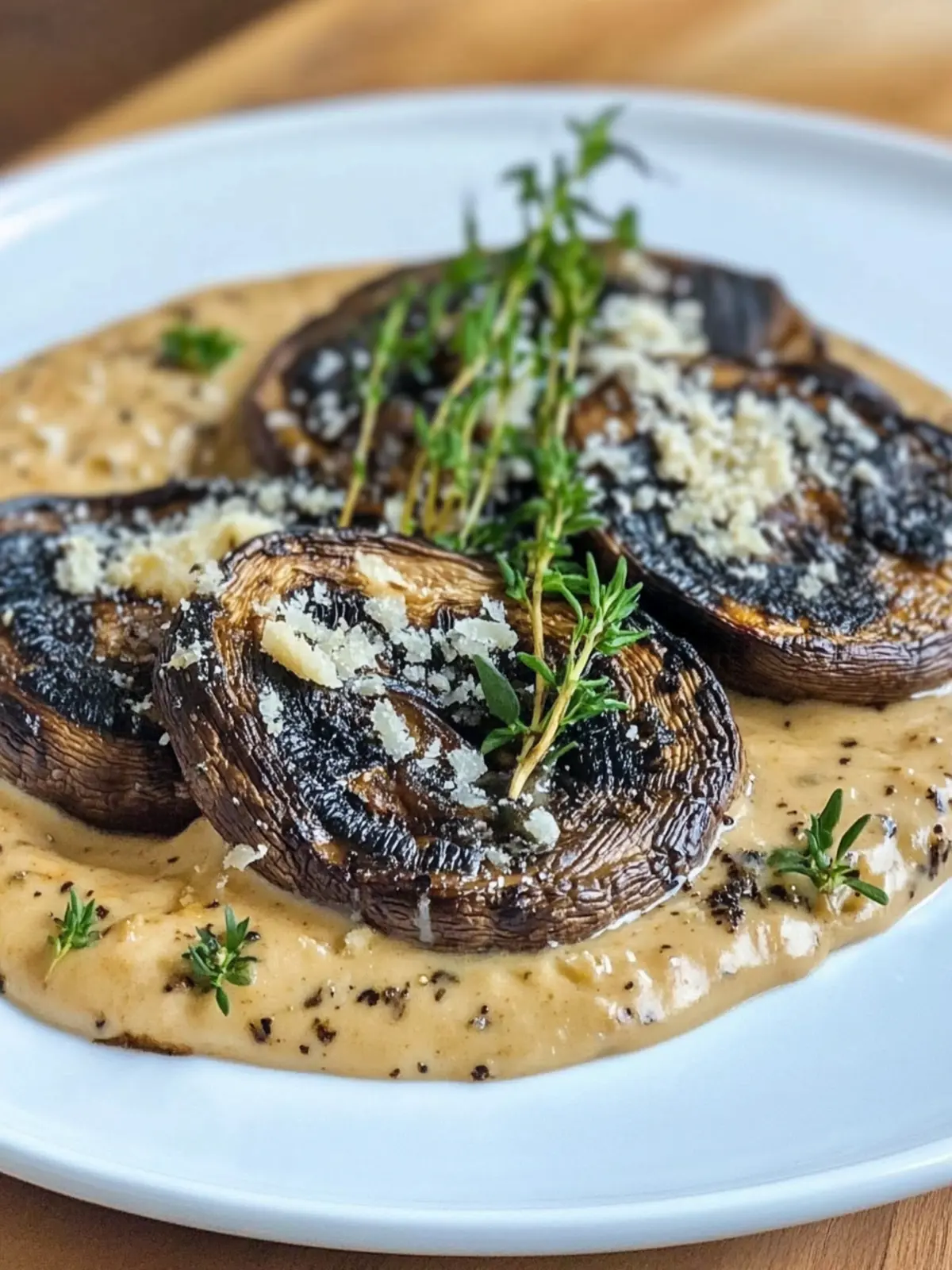Grilled Portobello Mushroom in a Porcini Cream Sauce