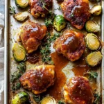 Sheet Pan Hot Honey Mustard Chicken and Crispy Brussels Sprouts