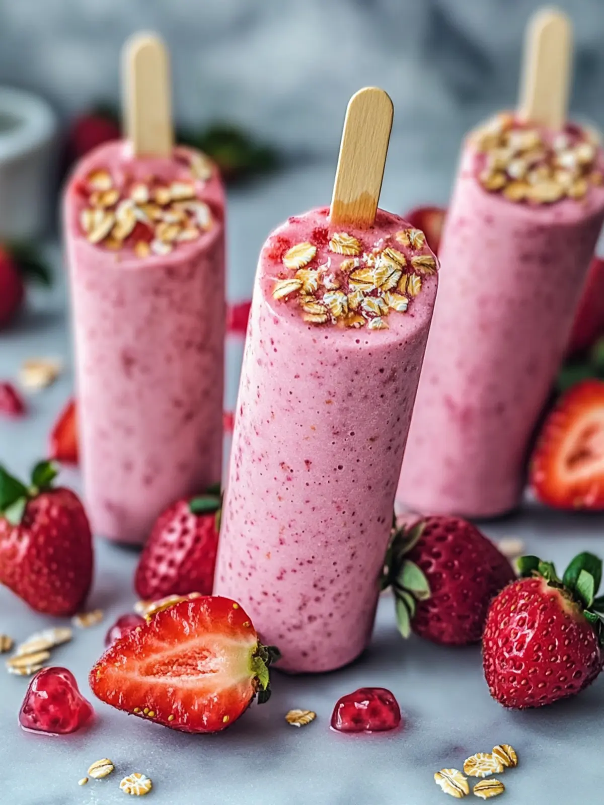 Homemade Strawberry Oat Smoothie Sticks