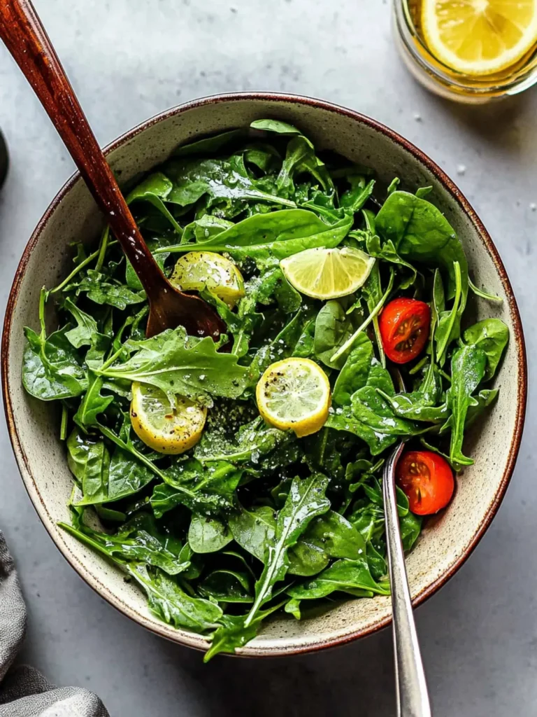 Simple Spinach Arugula Salad with Lemon Vinaigrette