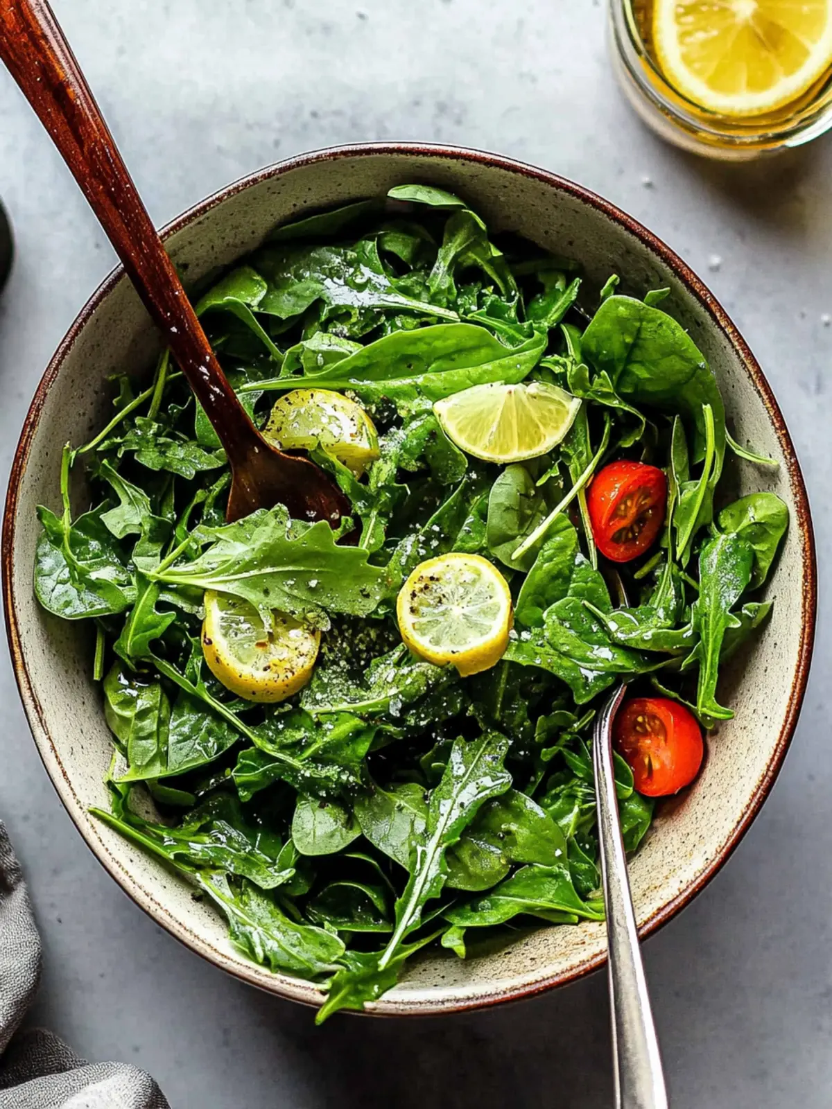 Simple Spinach Arugula Salad with Lemon Vinaigrette
