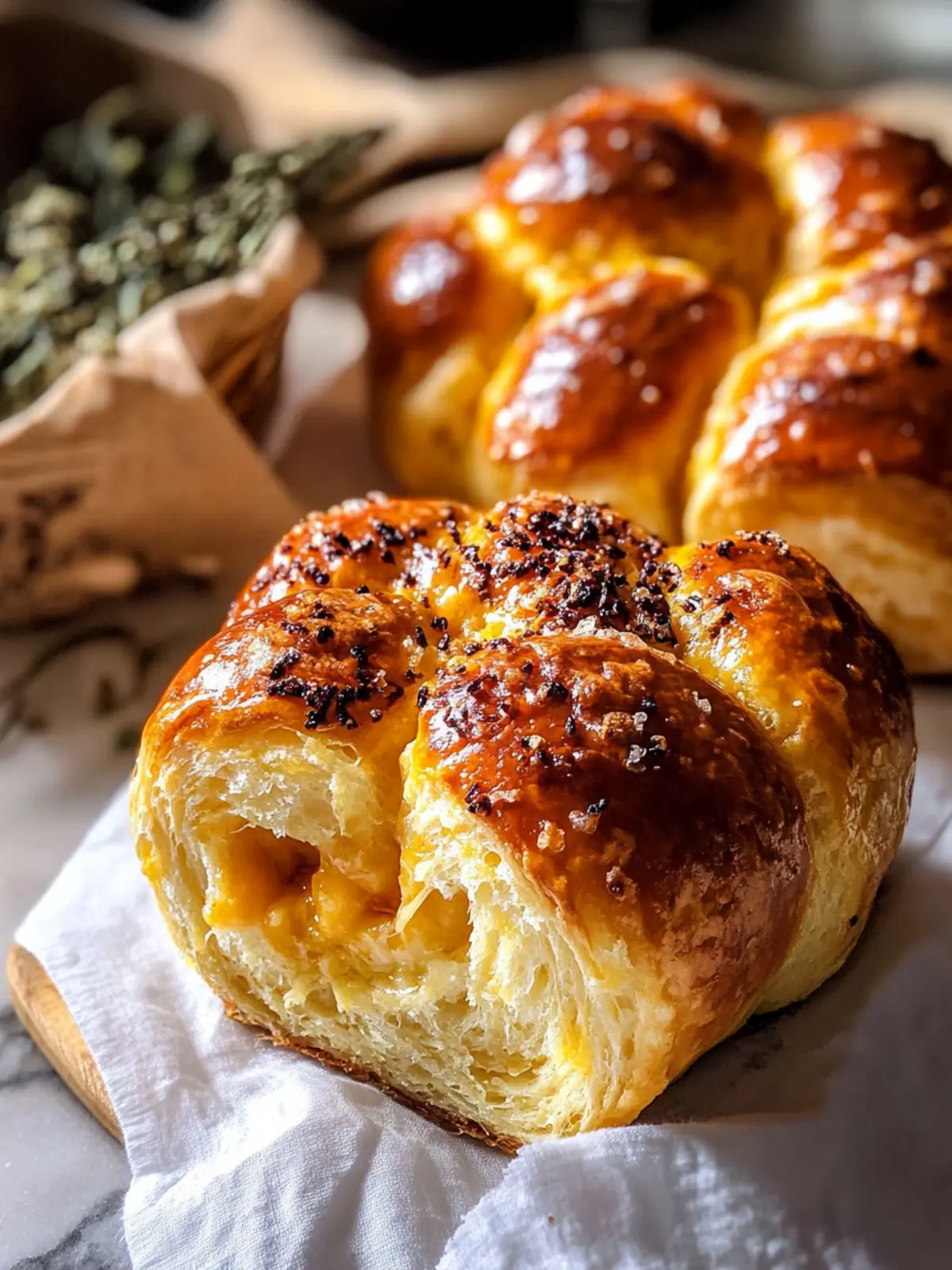 Salted Honey Butter Cheddar Brioche Rolls