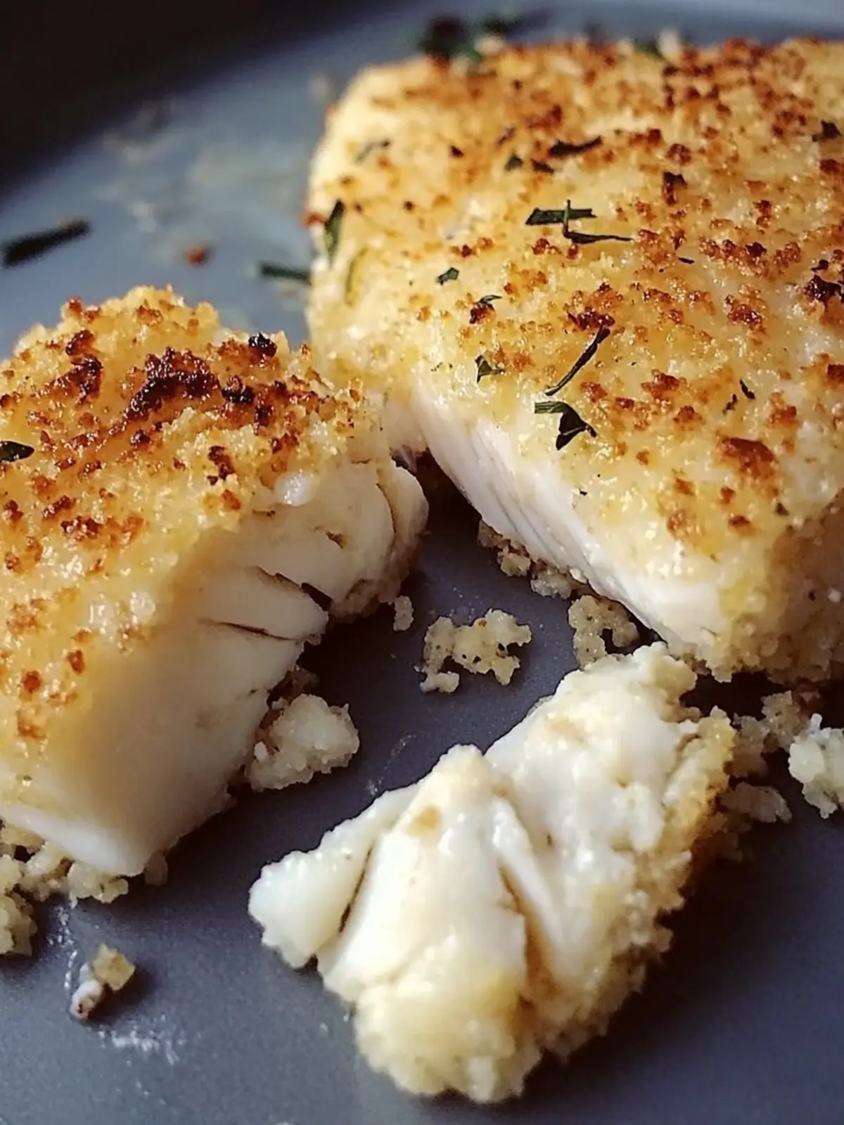 Panko parmesan crusted halibut