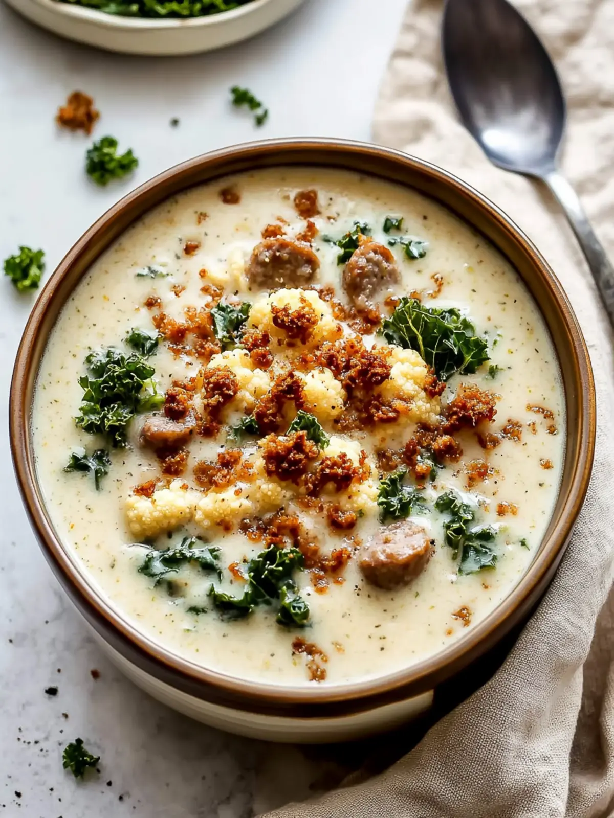 Cauliflower Sausage Kale Soup