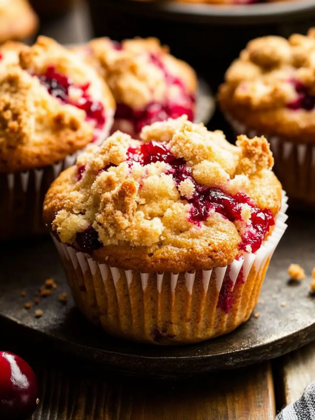 Leftover Cranberry Sauce Muffins with Streusel Topping