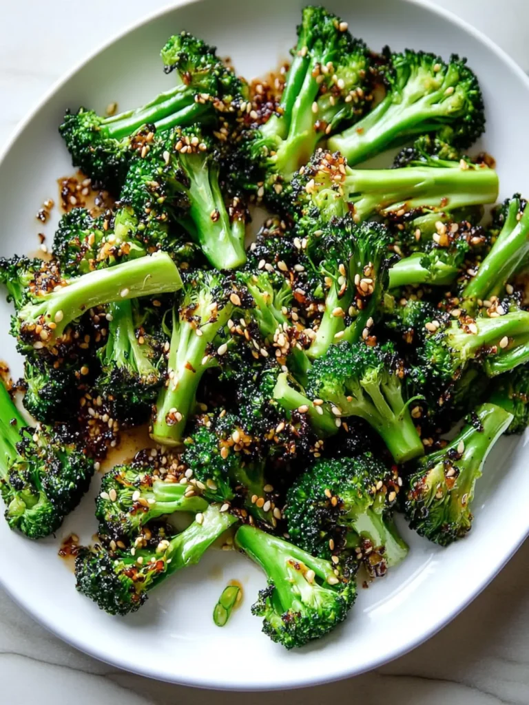 Broiled Broccoli with Spicy, Sesame-Scallion Sizzle