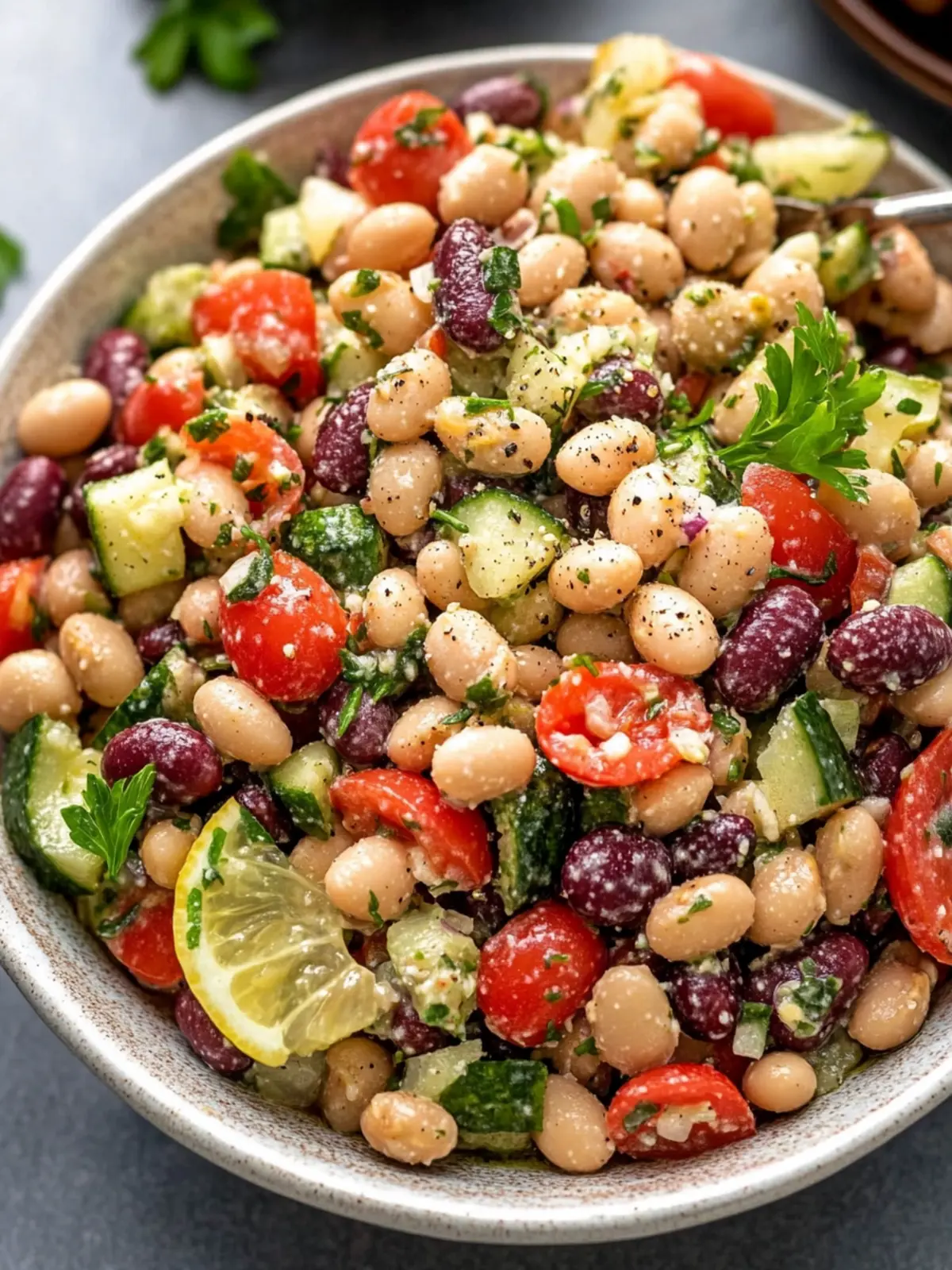 Greek Bean Salad with Lemon Marinated Beans