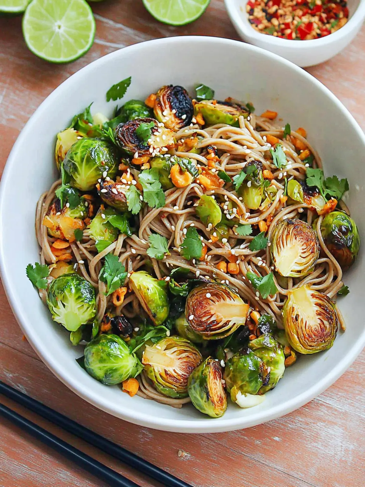 Vegan Togarashi Brussels Sprouts with Soba Noodle Salad