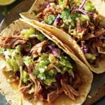 Cider Braised Pork Shoulder Tacos with Brussels Sprout Slaw