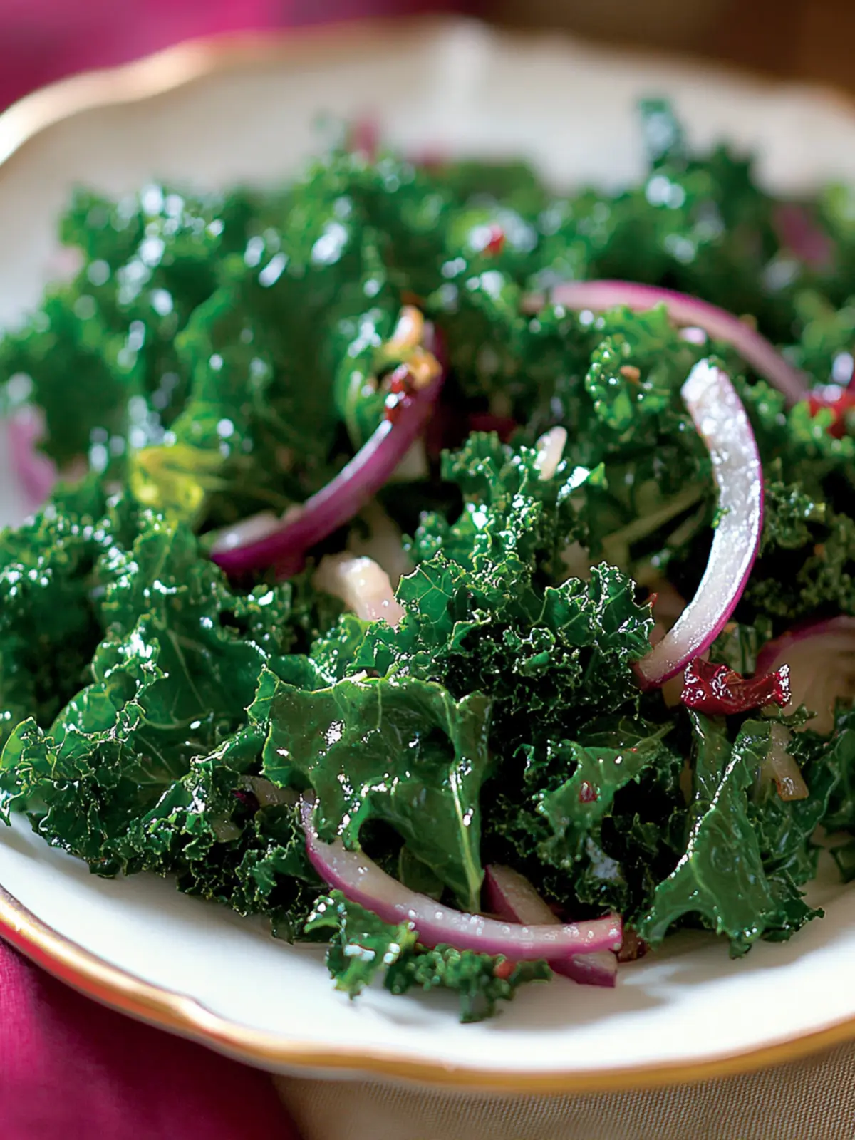 Sautéed Kale with Garlic and Red Onions