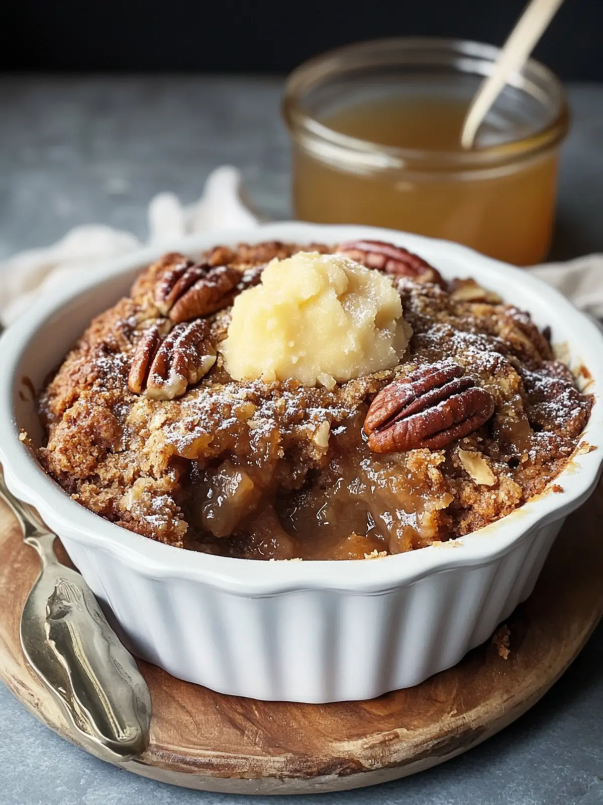 Brown Butter Gingerbread Pecan Cobbler