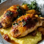 Spicy Maple Glazed Chicken with Cheddar Polenta