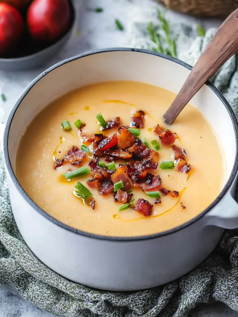 Cheddar & Gouda Apple Soup with Candied Maple Bacon