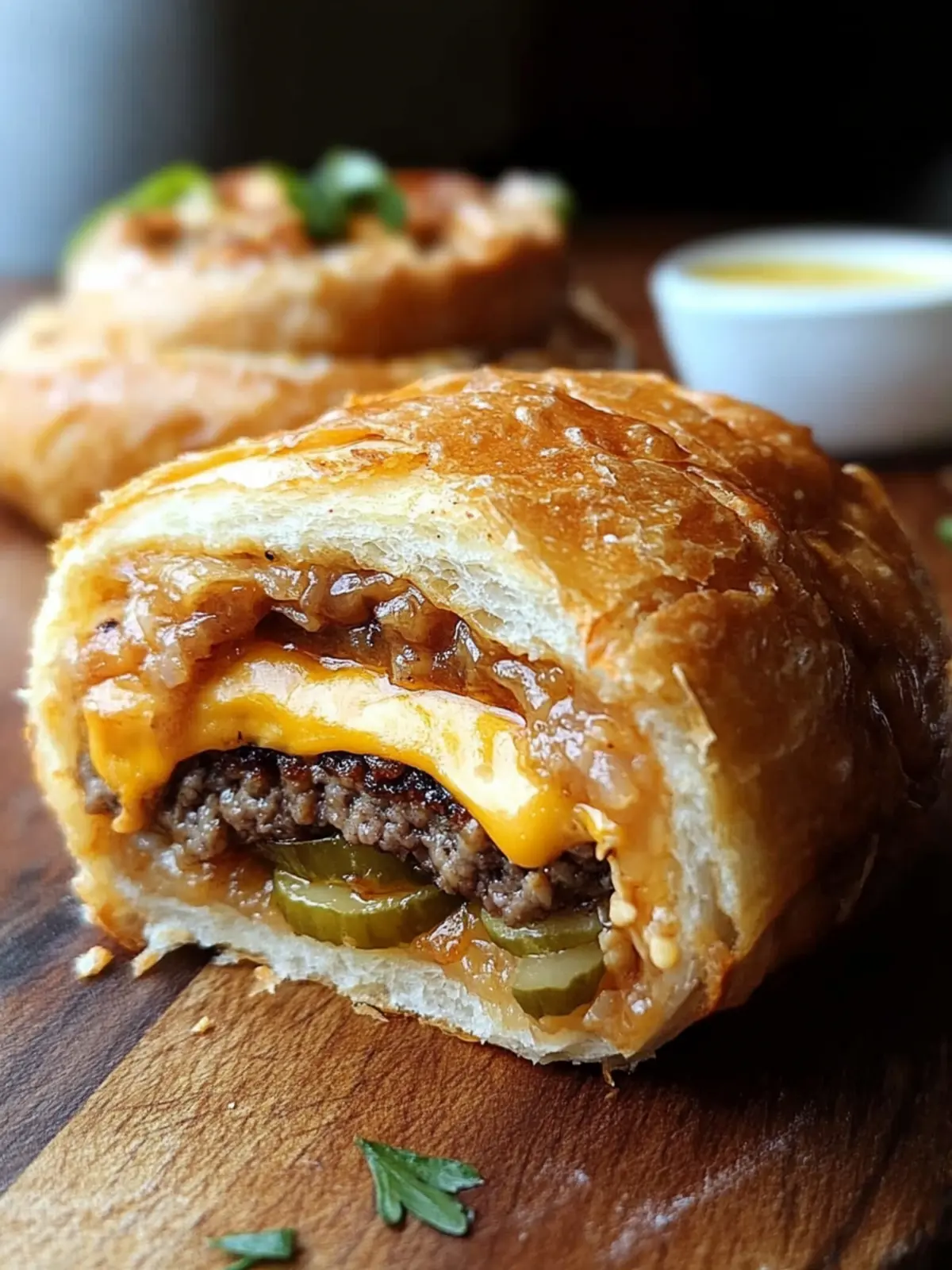 Viral Cheeseburger Onion Ring Roll