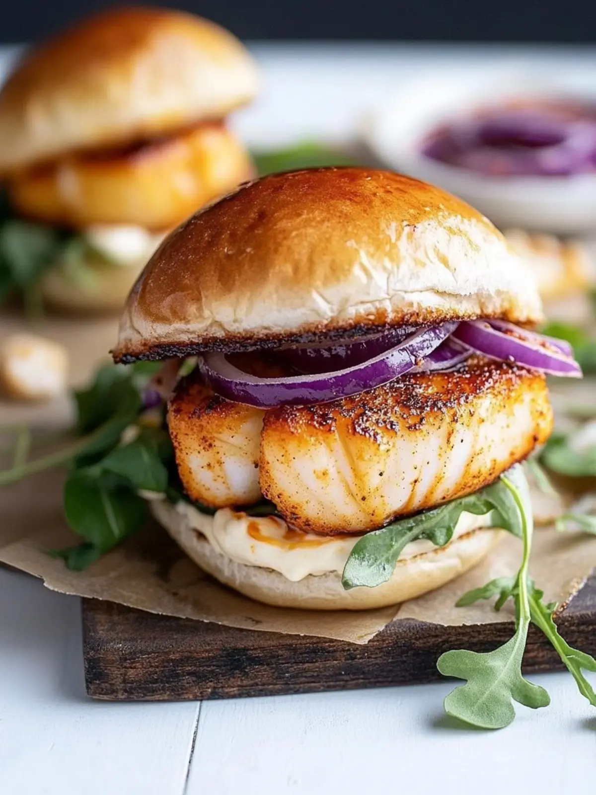 Blackened Fish Burger + Sriracha Mayo