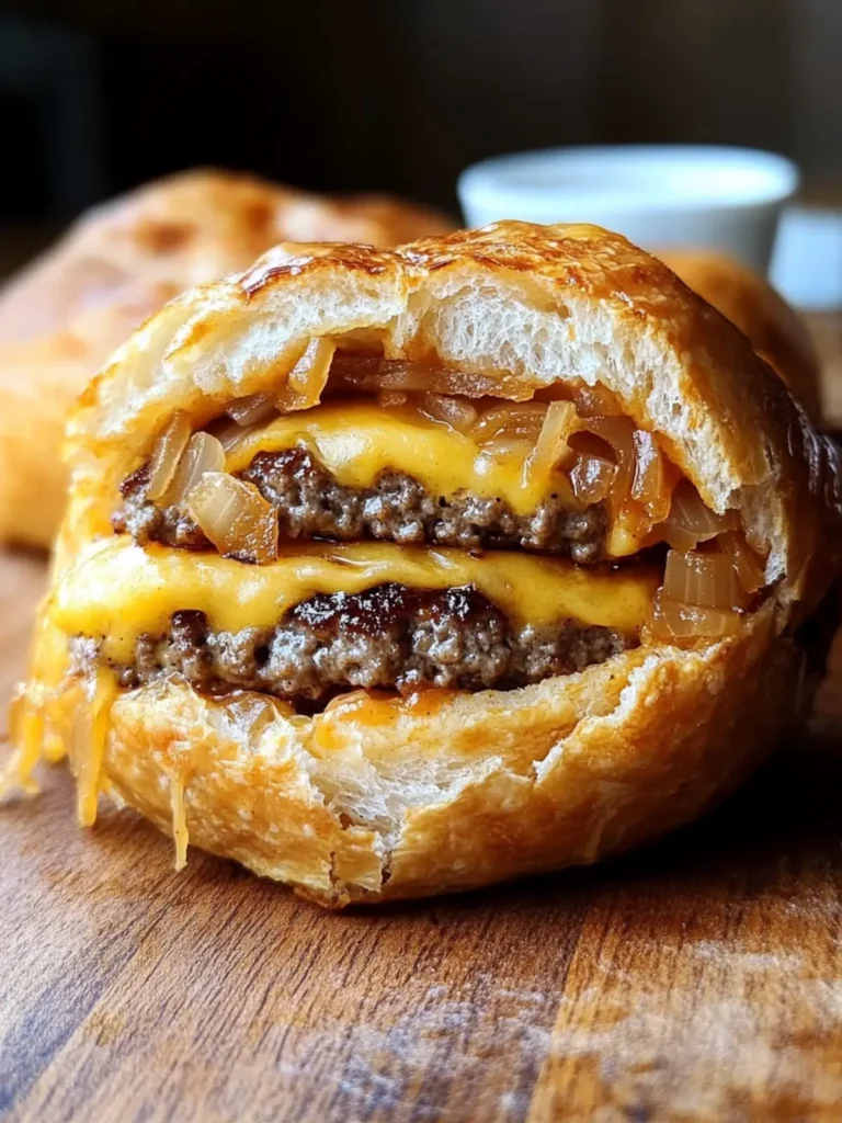 Viral Cheeseburger Onion Ring Roll