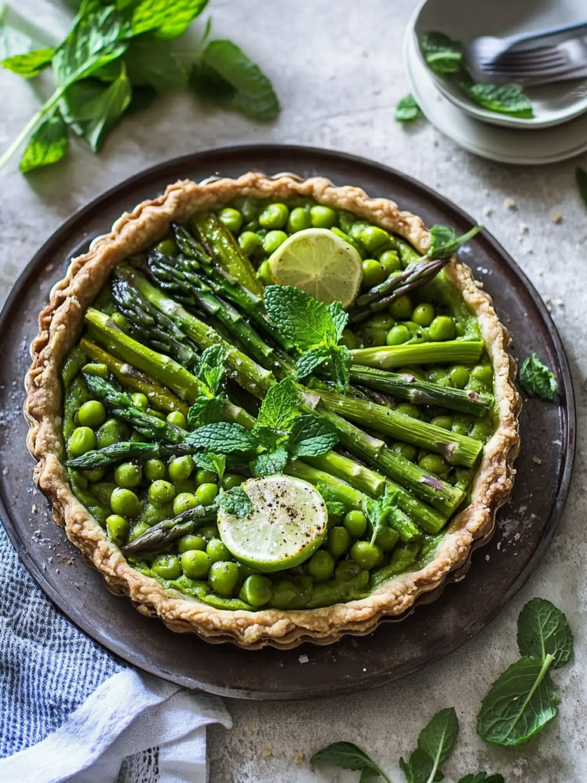 Pea, Mint and Asparagus Tart (Gluten Free)