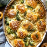Creamy Broccoli Cheddar Casserole with Garlic Butter Pretzels