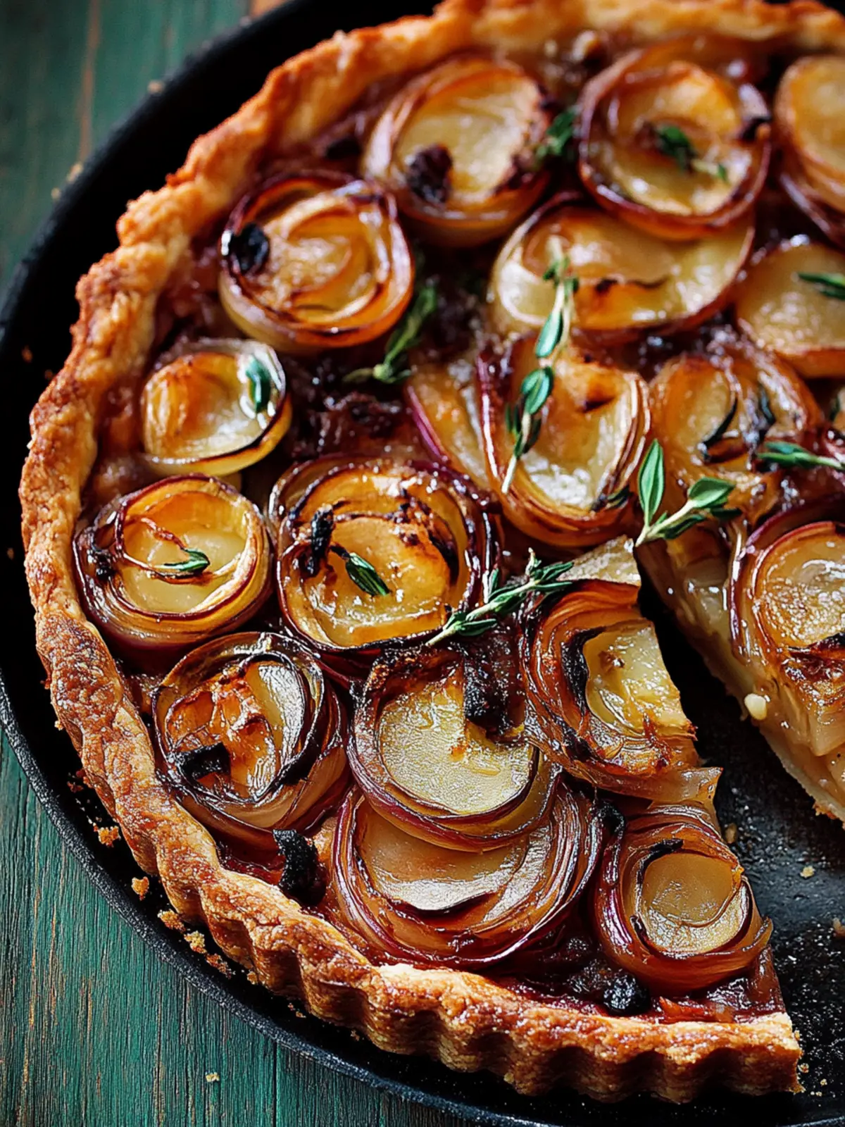 Sticky shallot tart