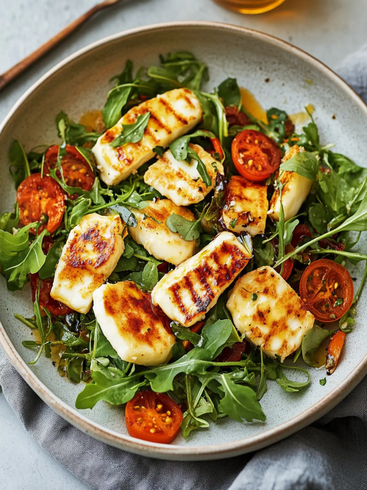 Chilli honey halloumi salad