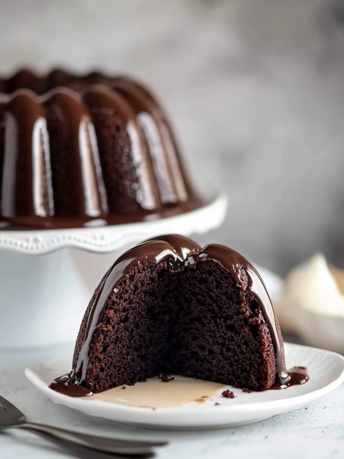 Dark Chocolate Bundt Cake with Irish Cream Glaze