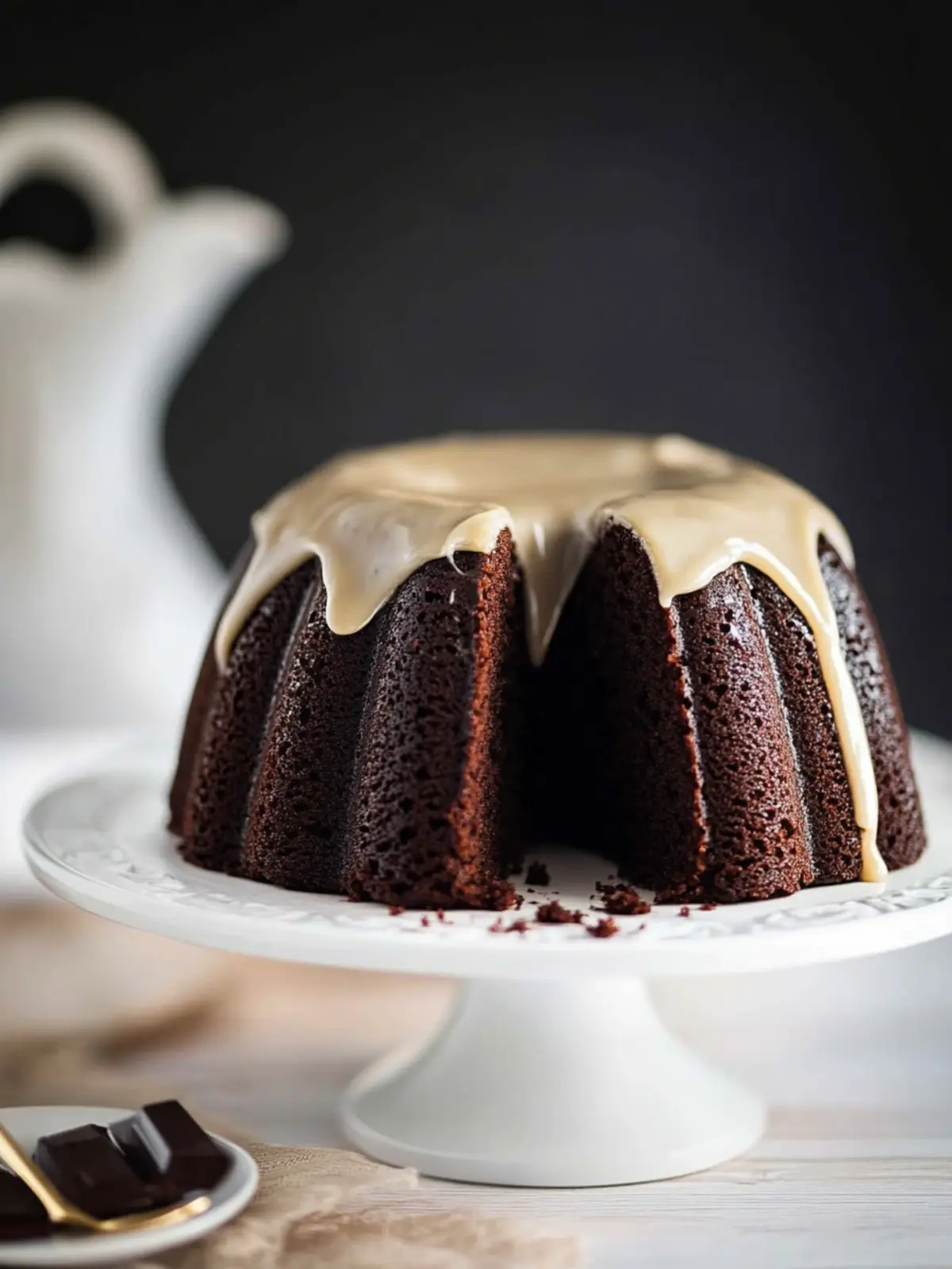 Dark Chocolate Bundt Cake with Irish Cream Glaze