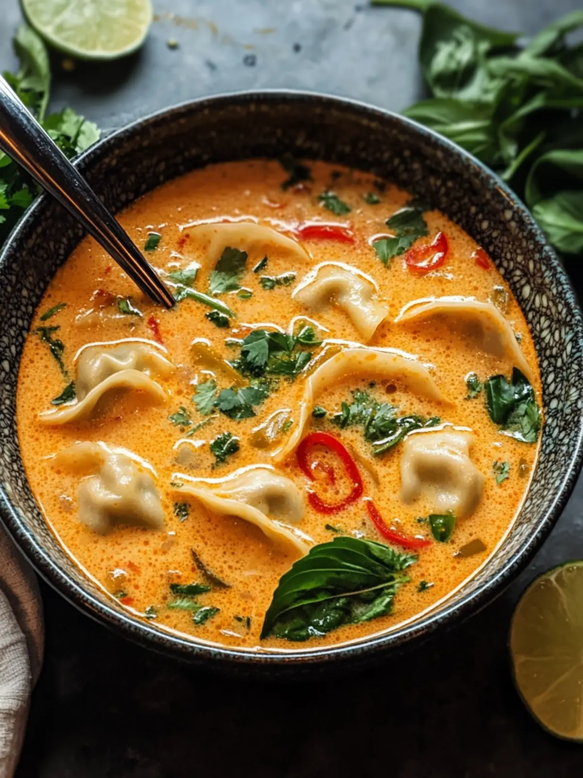 Red Curry Pot Sticker Soup