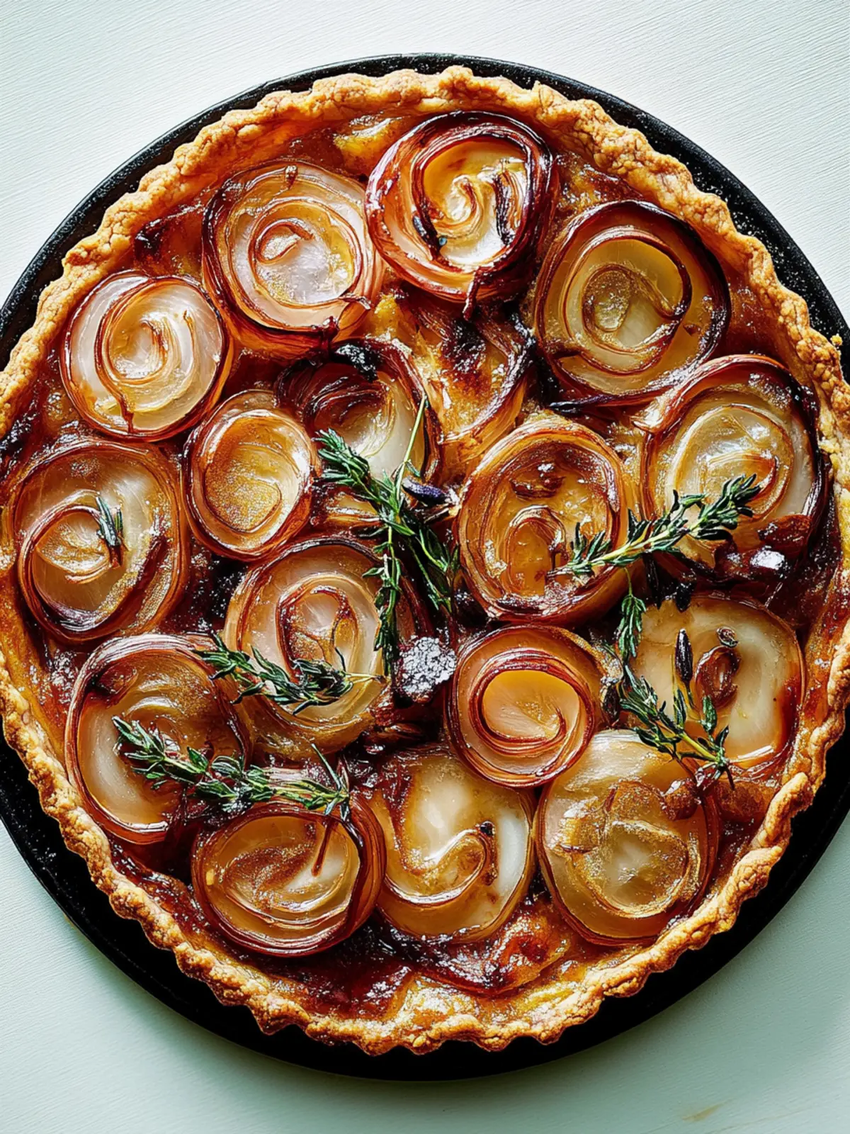 Sticky shallot tart