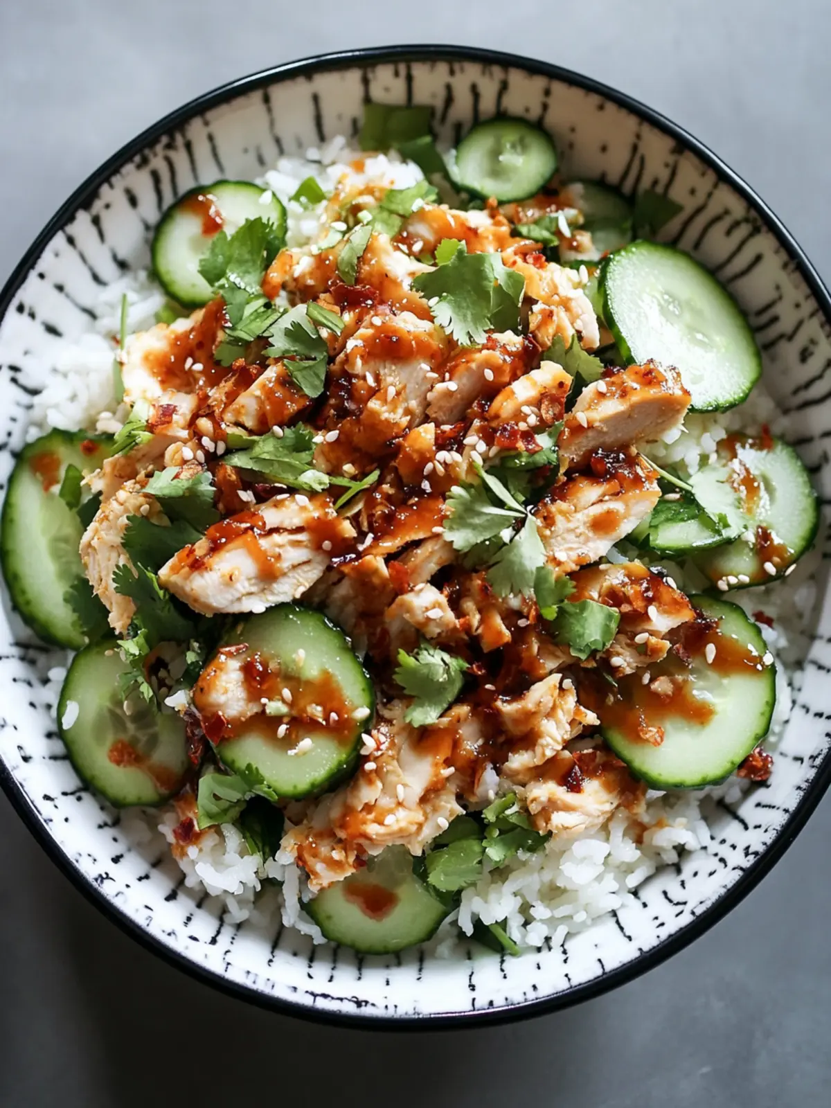 Crispy Rice Chicken & Cucumber Salad