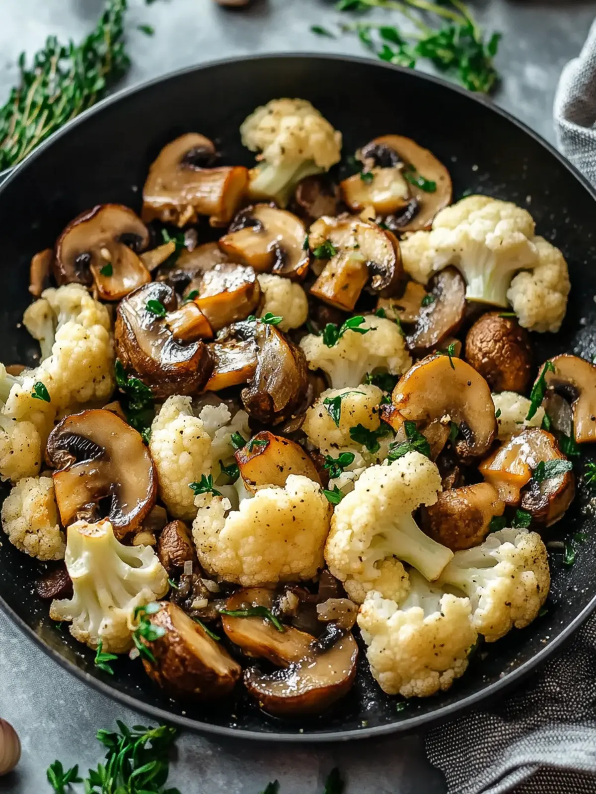 Garlic Mushrooms Cauliflower Skillet