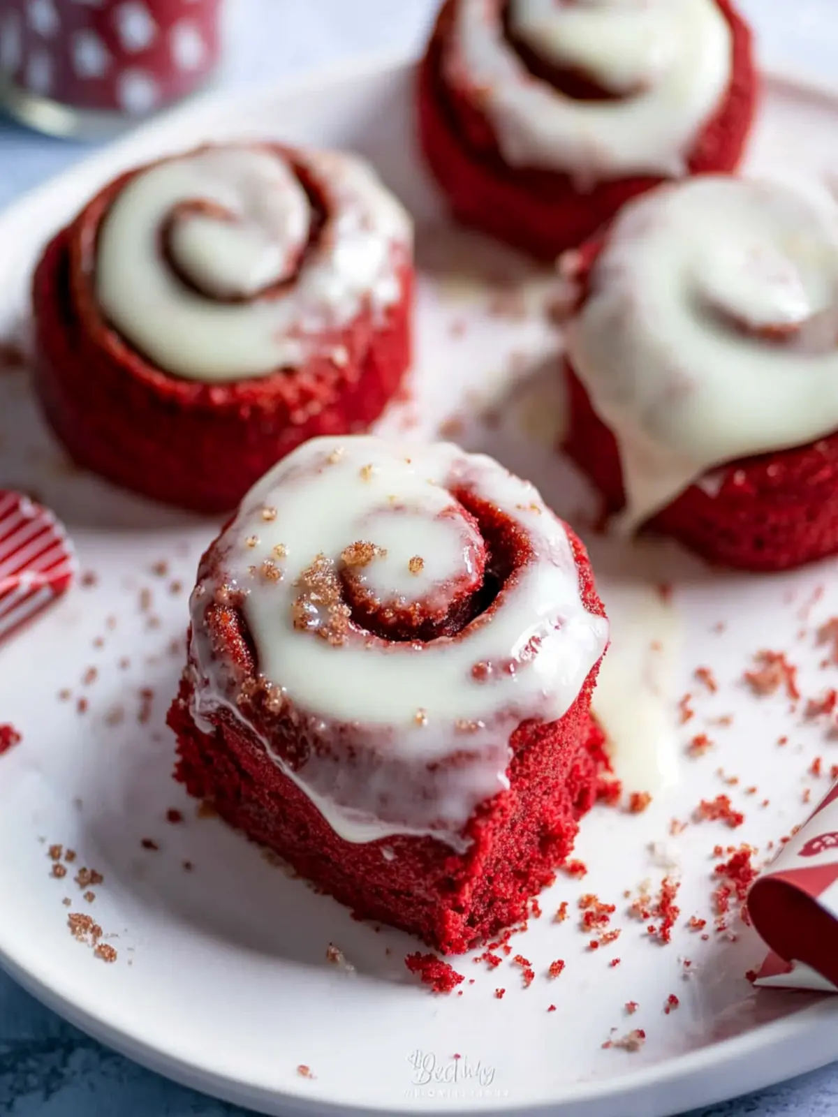 Red Velvet Cinnamon Rolls with Cream Cheese Glaze