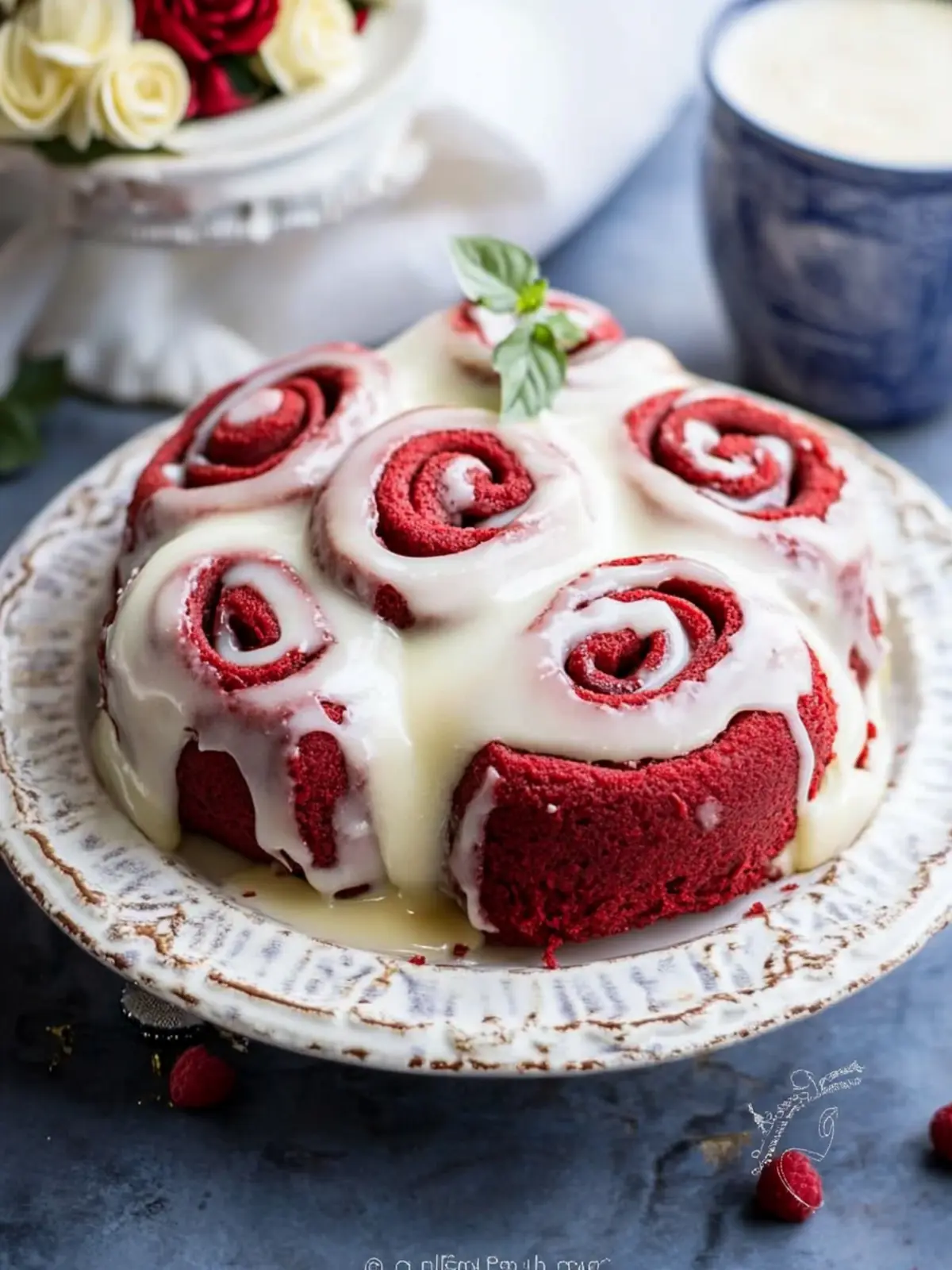 Red Velvet Cinnamon Rolls with Cream Cheese Glaze
