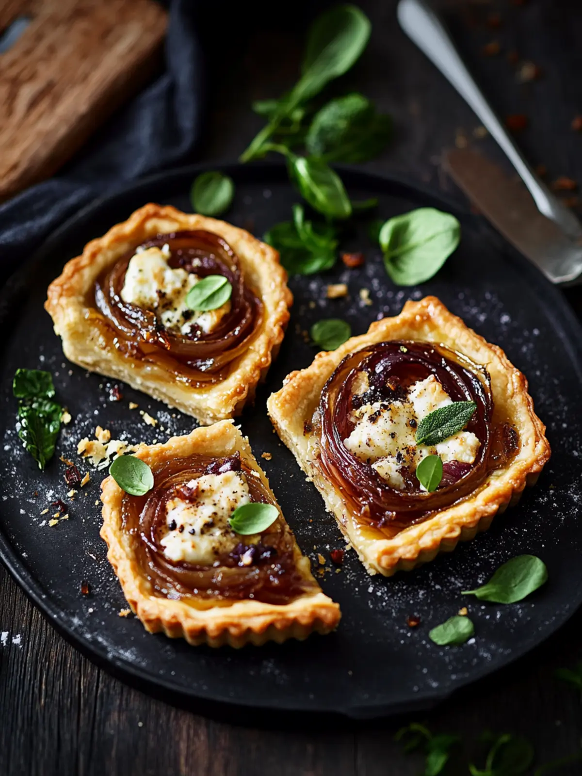 Caramelised onion and goat’s cheese tartlets recipe