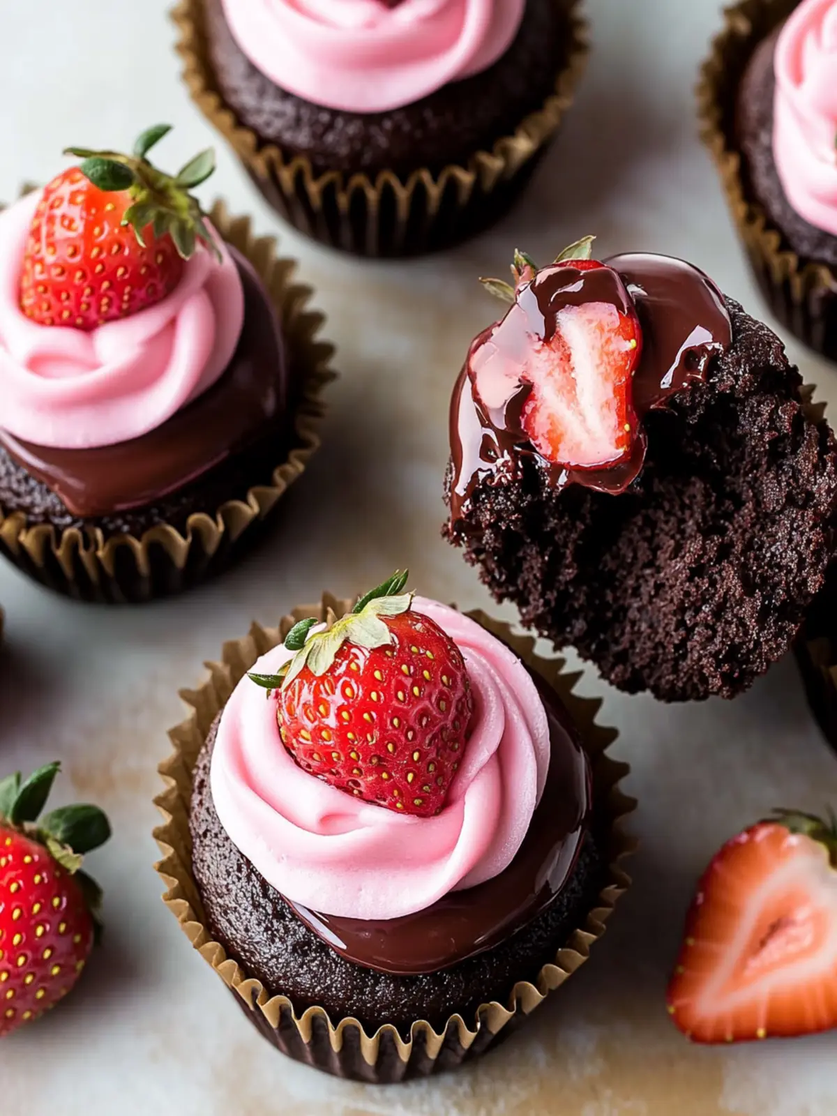 Chocolate Covered Strawberry Cupcakes