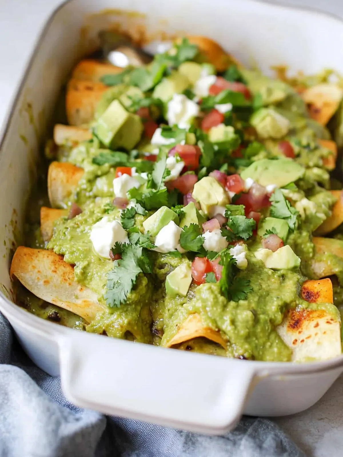 Whole30 Enchiladas with Poblano-Pork Stuffing & Creamy-Avocado Sauce