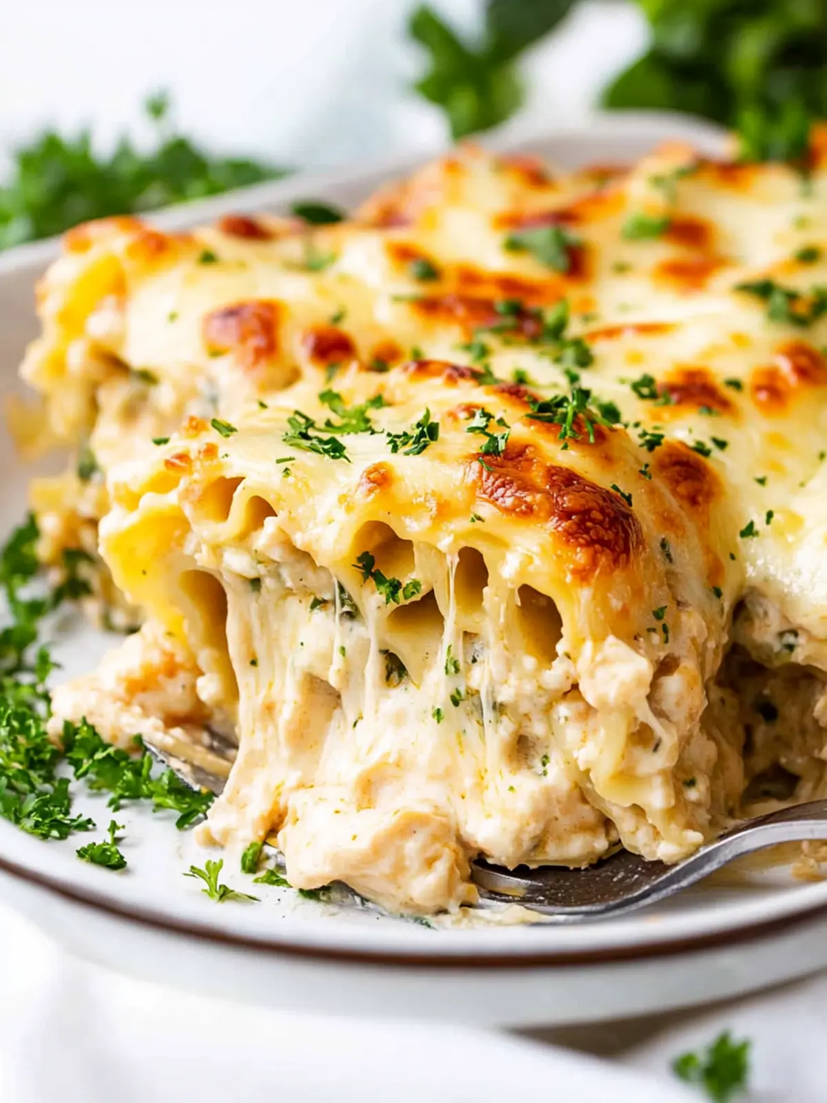 Chicken Alfredo Lasagna Roll Ups