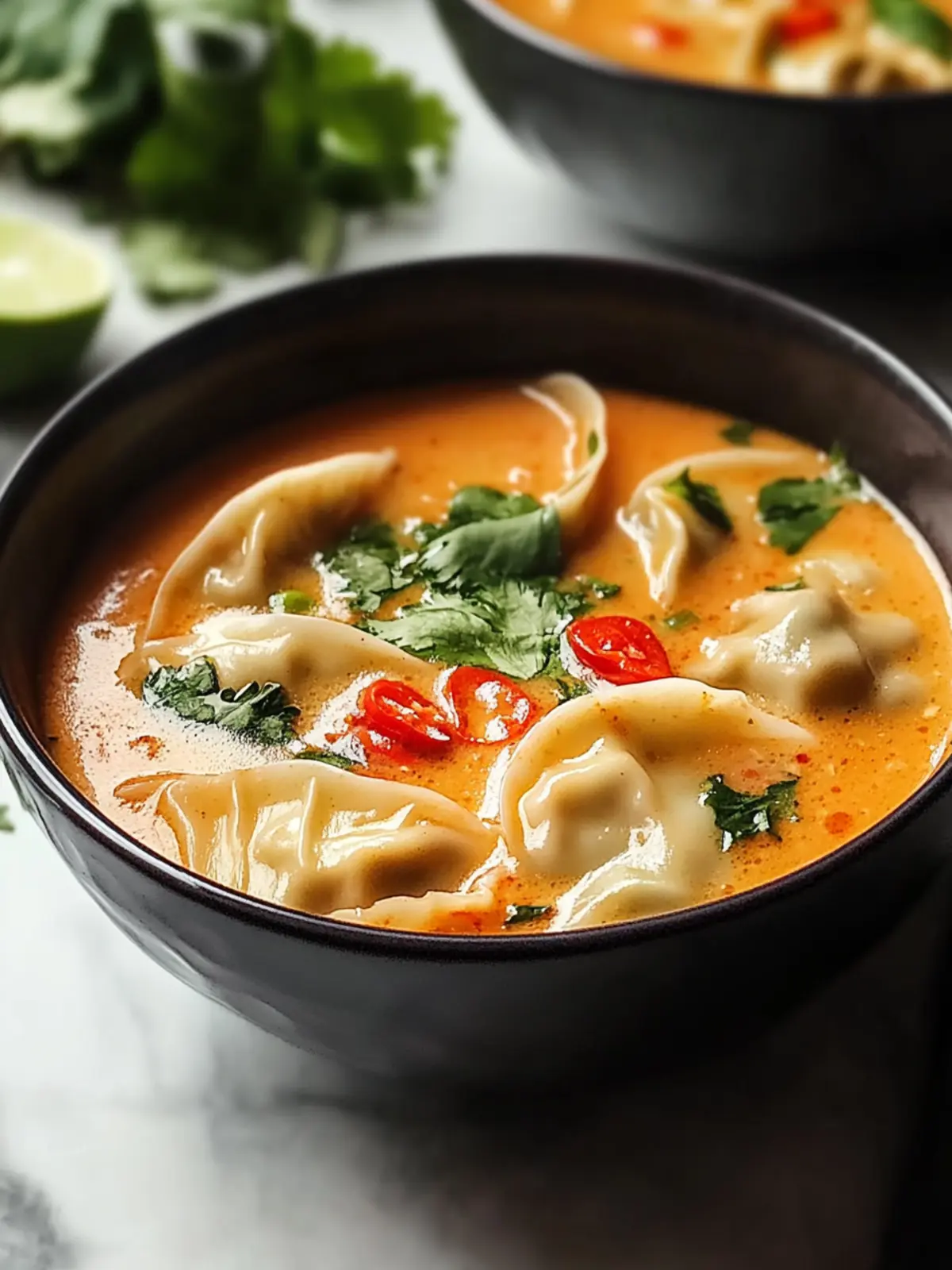 Red Curry Pot Sticker Soup