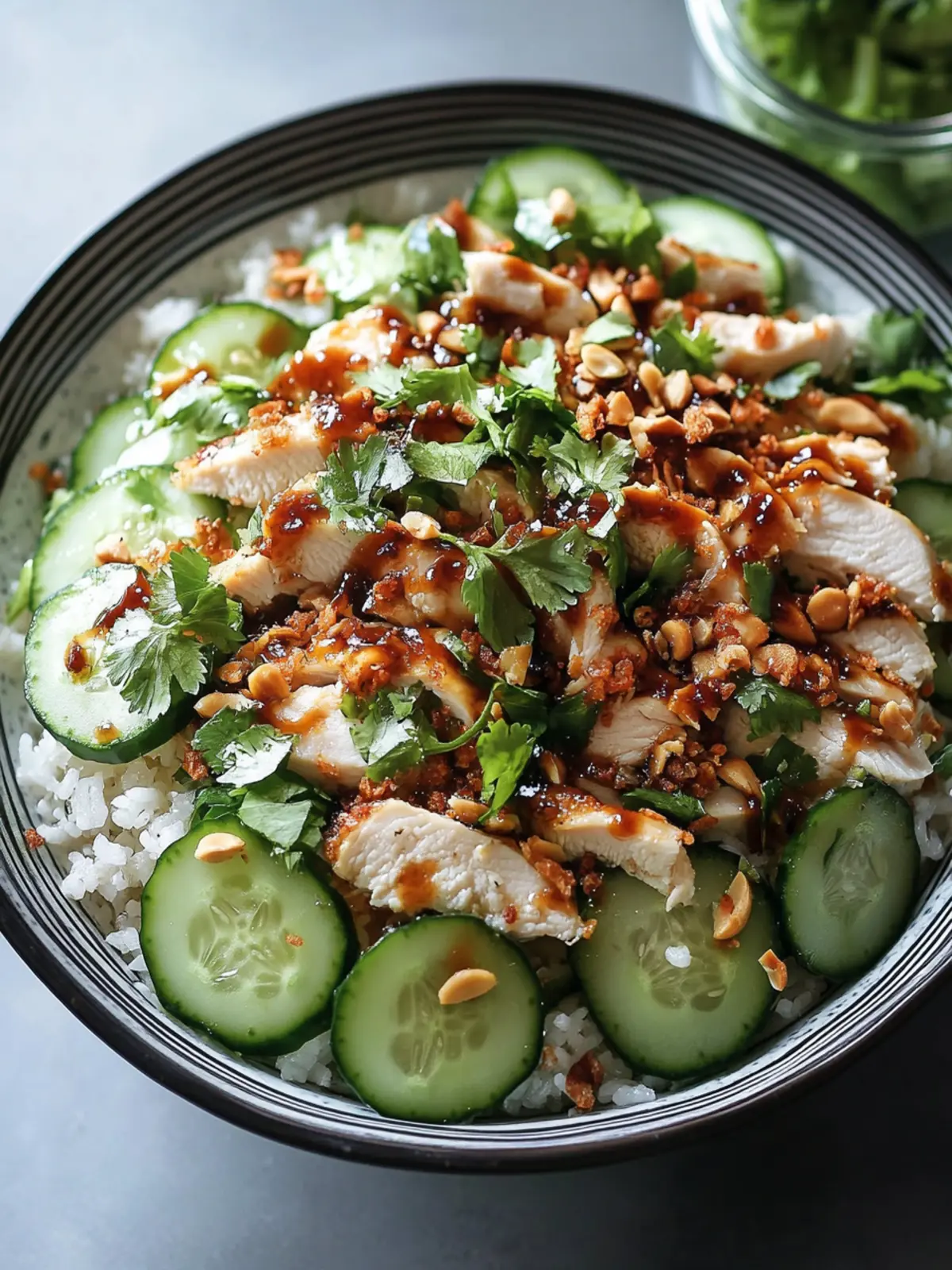 Crispy Rice Chicken & Cucumber Salad