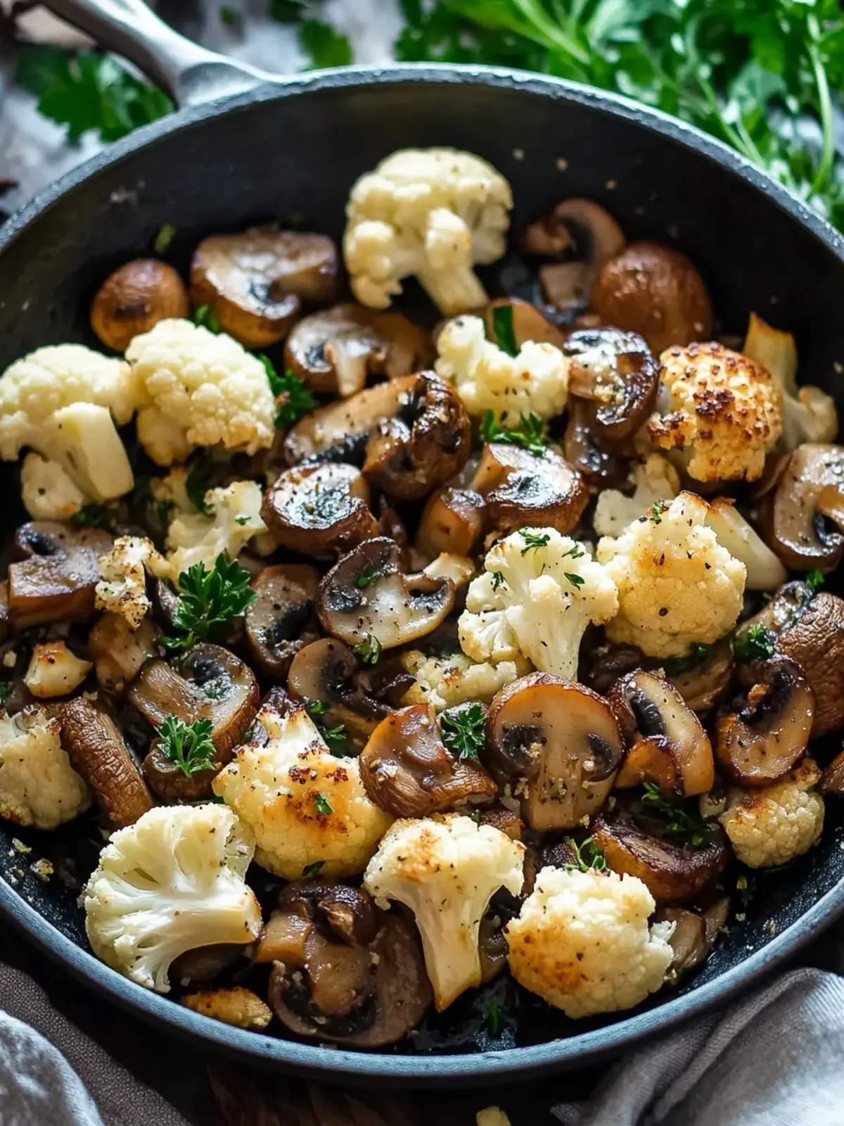 Garlic Mushrooms Cauliflower Skillet