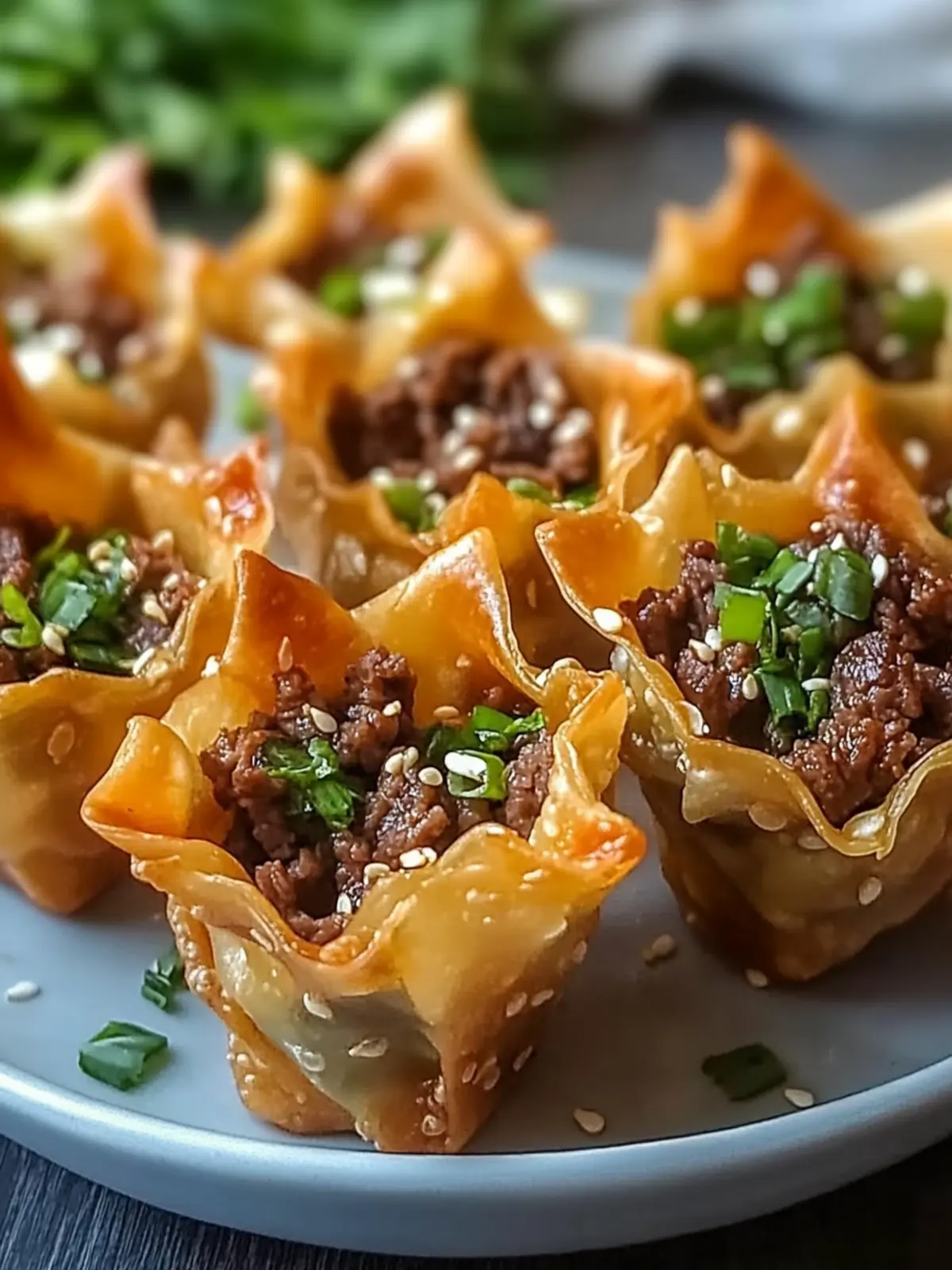 Crispy Beef Wonton Cups