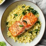 One-Pan Creamy Coconut Orzo and Salmon