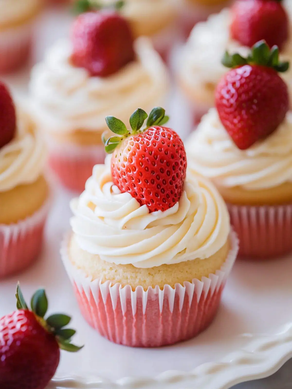 White Chocolate Strawberry Cupcakes