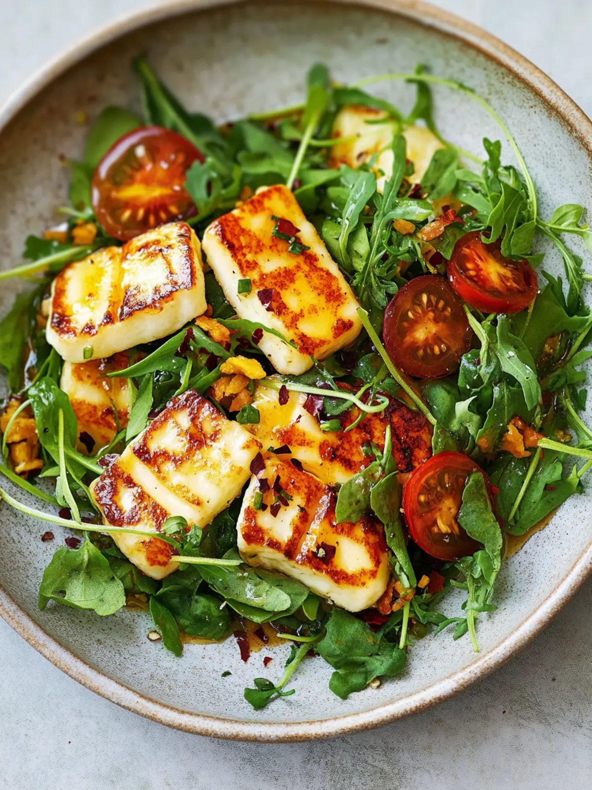 Chilli honey halloumi salad