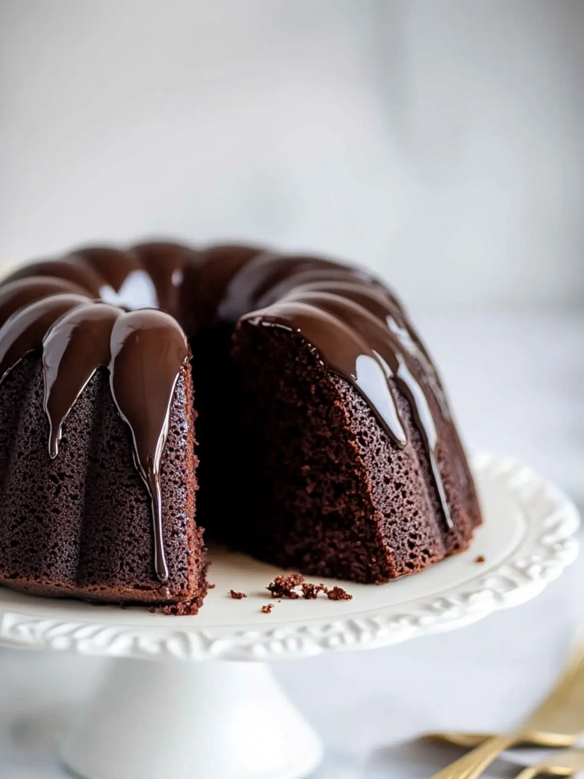 Dark Chocolate Bundt Cake with Irish Cream Glaze
