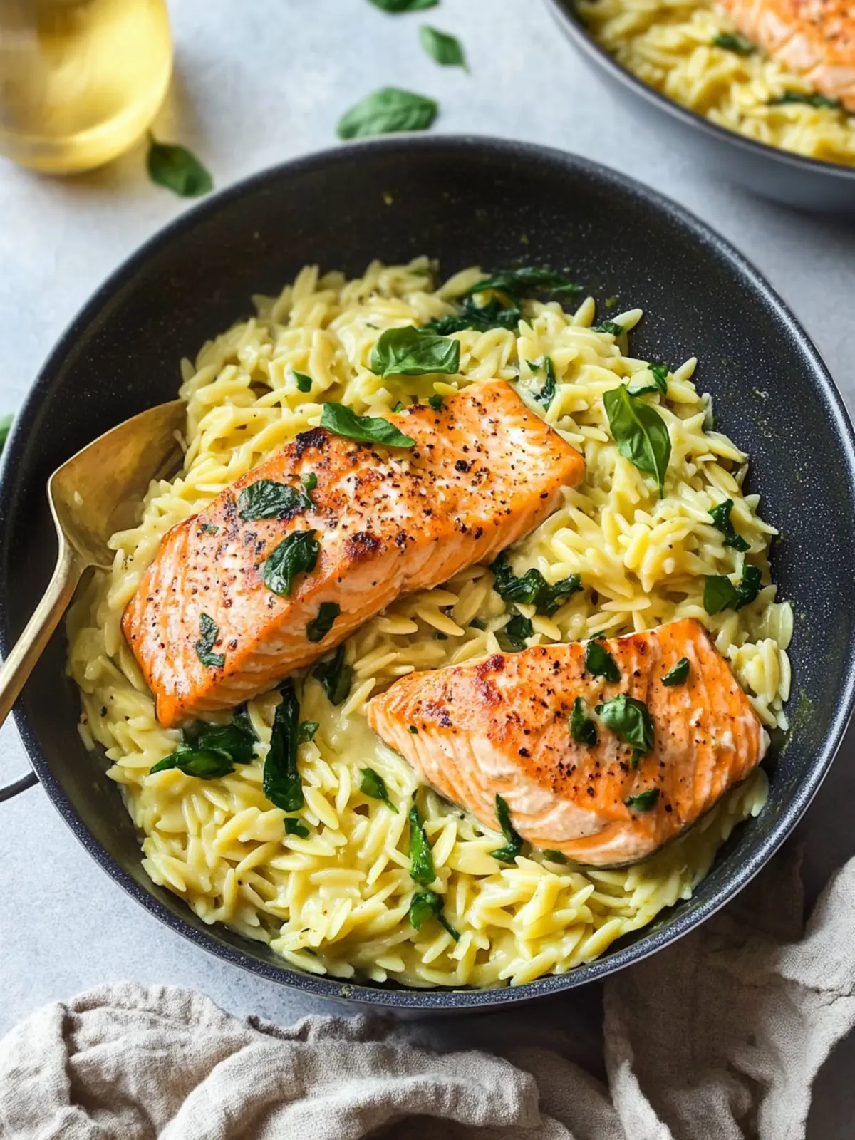 One-Pan Creamy Coconut Orzo and Salmon