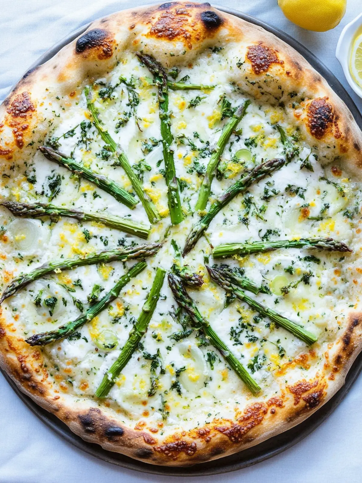 Asparagus, Spring Cream, Onion, Lemon Pizza