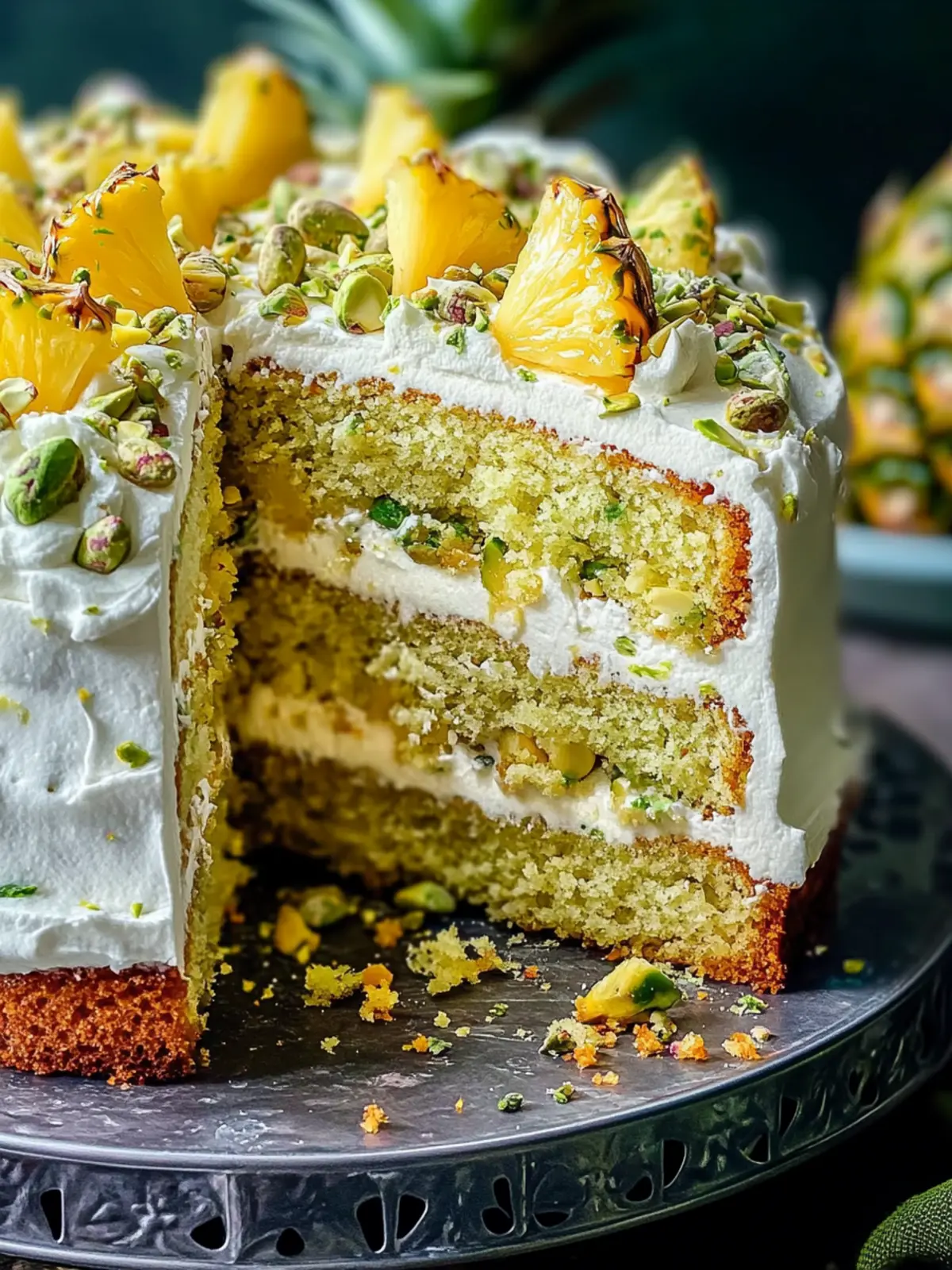 Tropical Pistachio Pineapple Cake